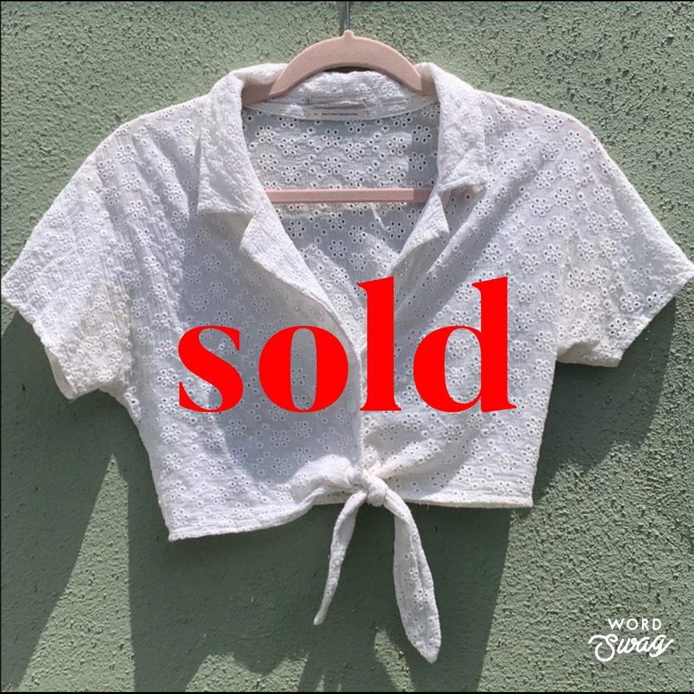 UO White “Lace” Cropped Button Up 🤍